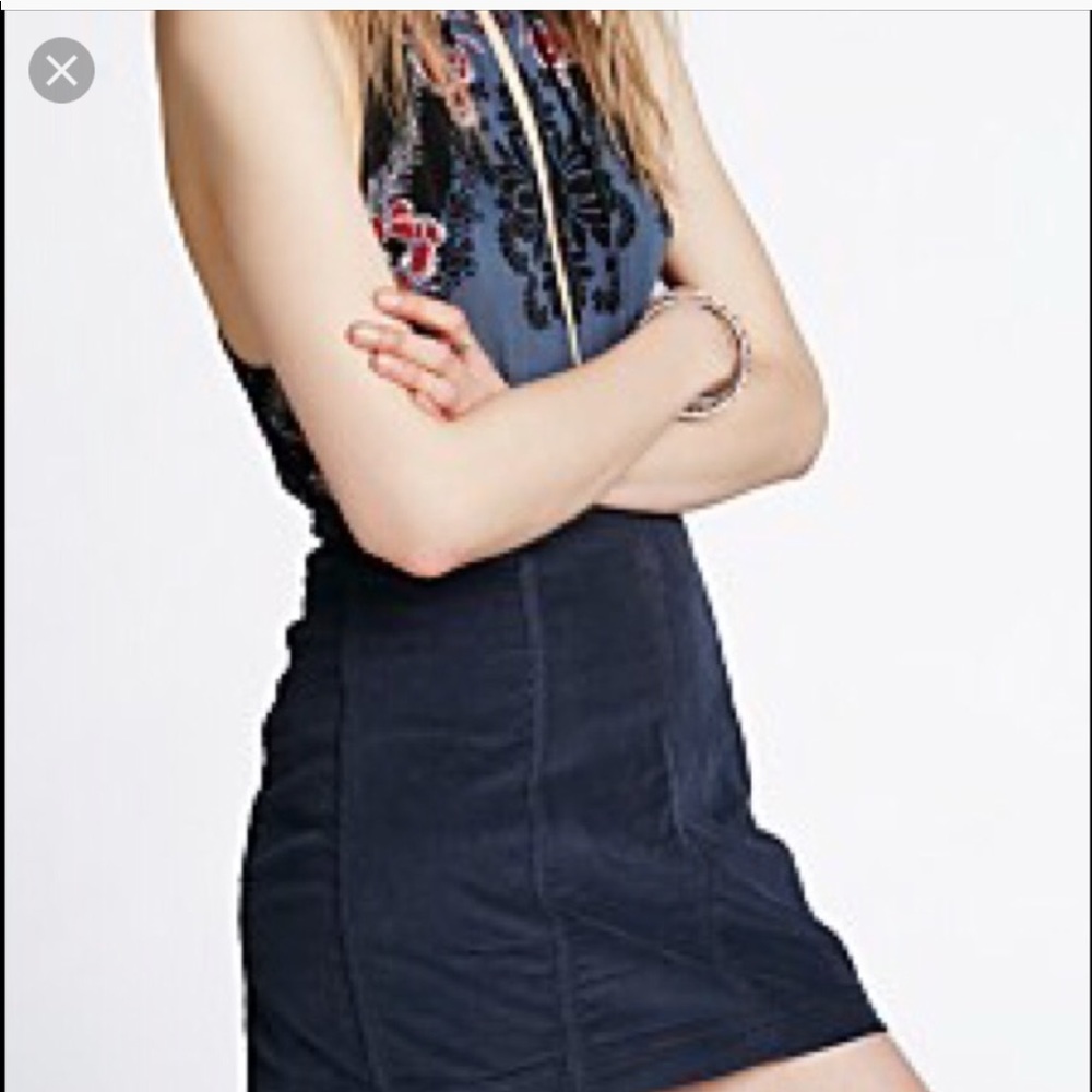 Free people blue chord mini high waisted skirt